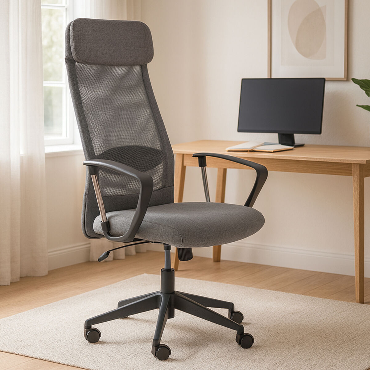 Brent Grey Mesh And Fabric Home Office Chair - image 1