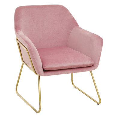 Pink chair with gold legs on a white background