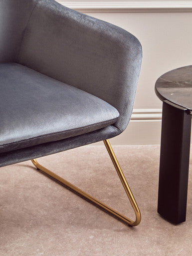 Xander Grey Velvet Modern Accent Chair