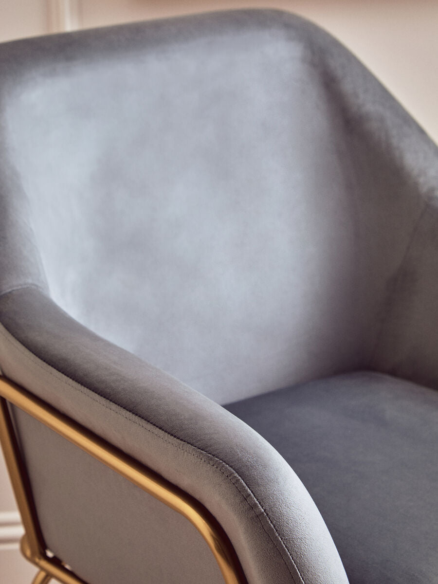 Xander Grey Velvet Armchair