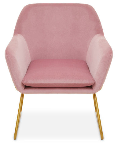 Pink chair with gold legs on a white background