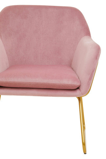 Xander Pink Velvet and Powder Gold Frame Armchair
