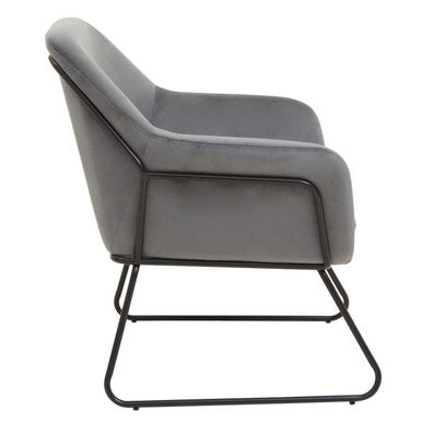 Xander Grey Velvet and Black Frame Accent Chair