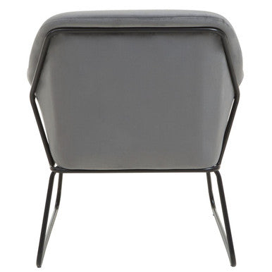 Xander Grey Velvet and Black Frame Accent Chair