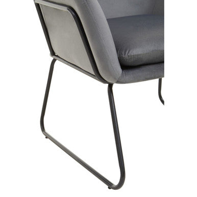 Xander Grey Velvet And Black Frame Armchair