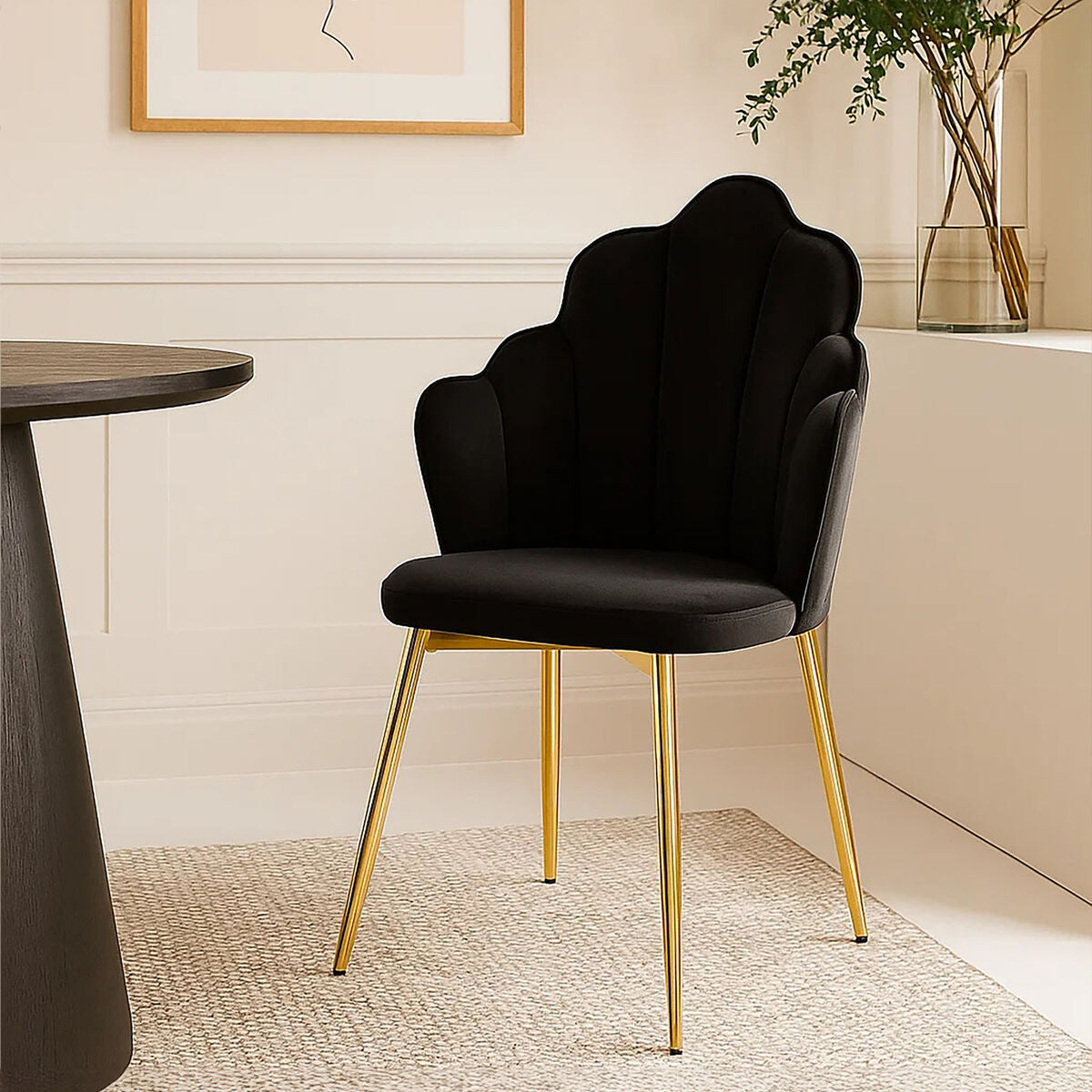 Tian Black Velvet Dining Chair