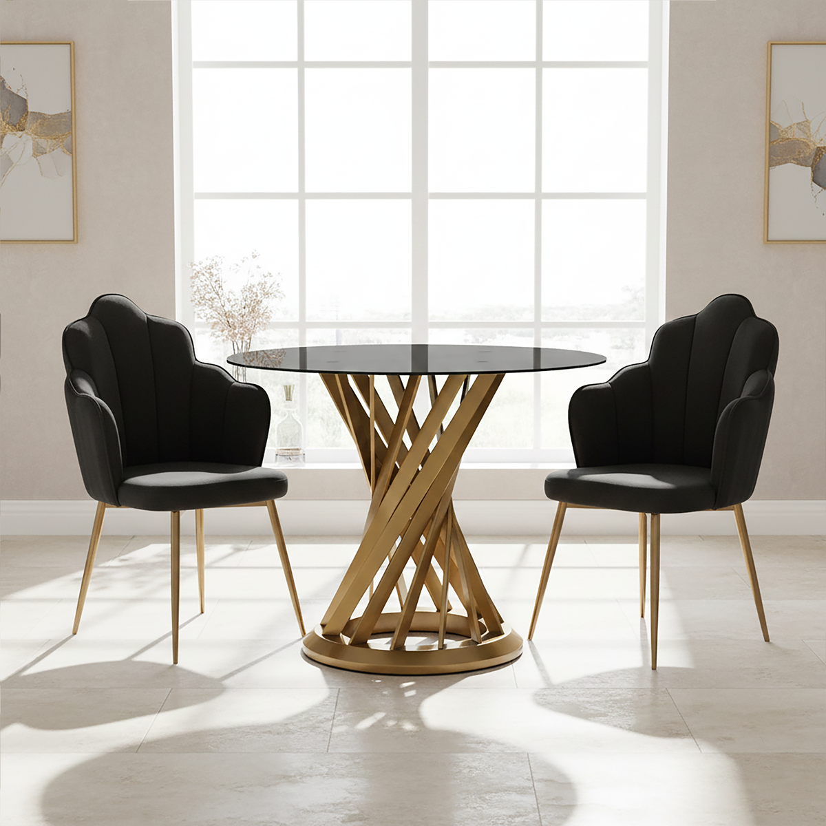Tian Black Velvet Dining Chair