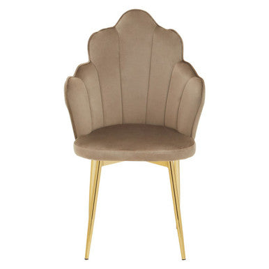 Beige chair with gold legs on a white background