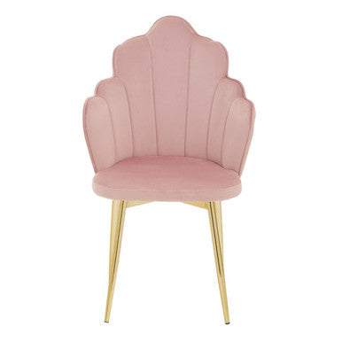 Pink chair with gold legs on a white background