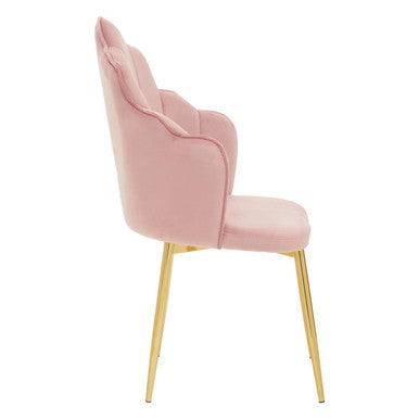 Tian Pink Velvet Dining Chair With Gold Metal Legs