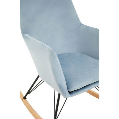 Stockholm Blue Velvet Rocking Chair