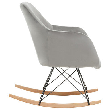 Stockholm Small Grey Velvet Rocking Chair
