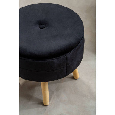 Ivy Black Velvet Stool