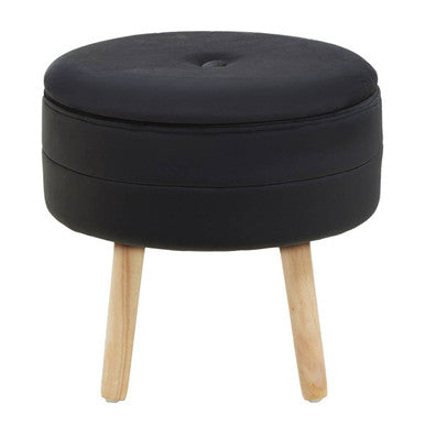 Ivy Black Velvet Stool