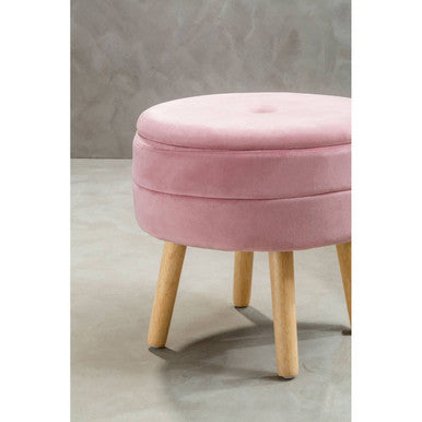 Ivy Pink Velvet Stool