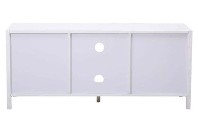 Sherman White Wood and Rattan Media Unit