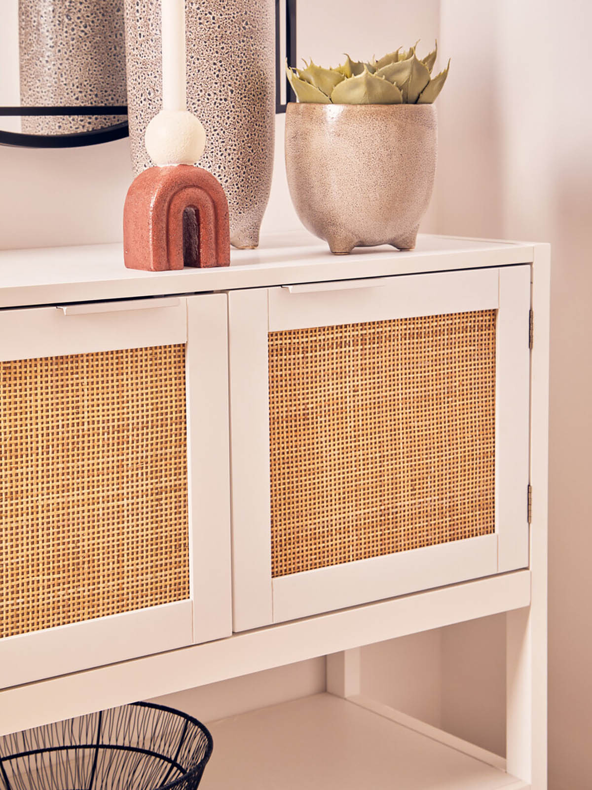 Sherman White Wood Side Cabinet