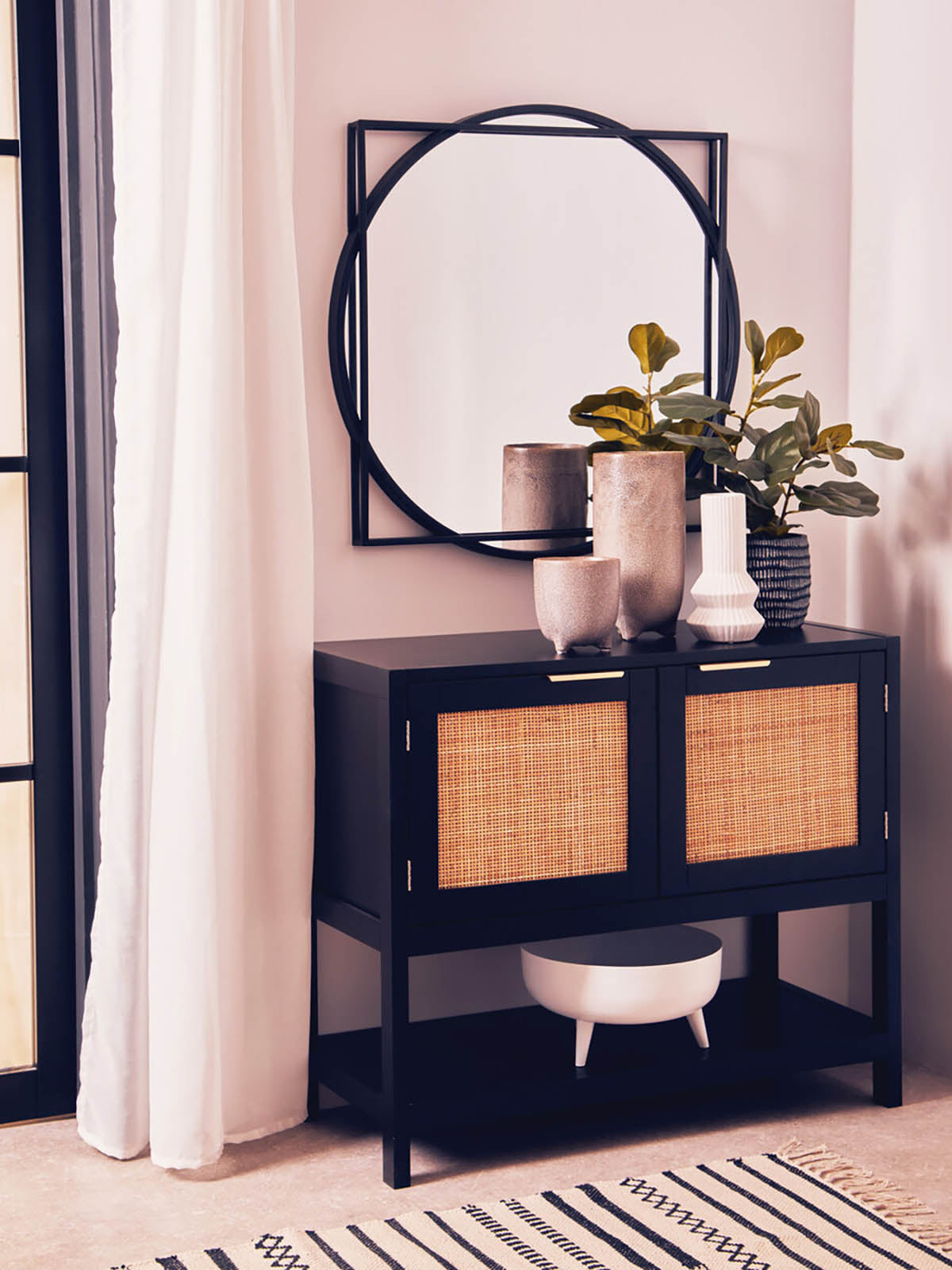 Sherman Black Wood Side Cabinet