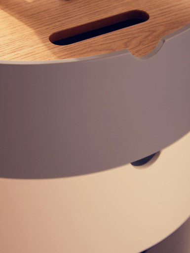 White, Grey and Black Three Tier Storage Side Table with Pine Wood Legs, Viborg