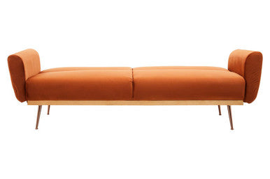Burnt Orange Velvet Sofa Bed, Hatton