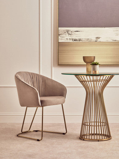 Veneto Mink Velvet Curved Dining Chair