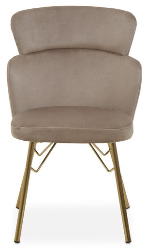 Beige chair with gold metal legs on a white background