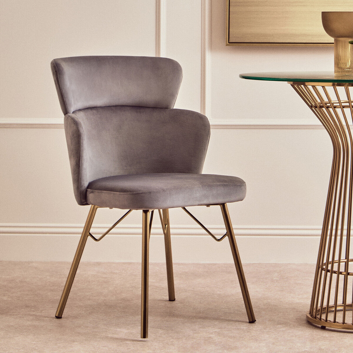 Veneto Grey Velvet Chair