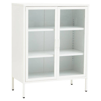 Acier Two Door White Metal Cabinet
