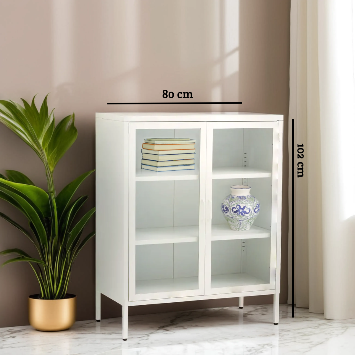 Acier Two Door White Metal Cabinet
