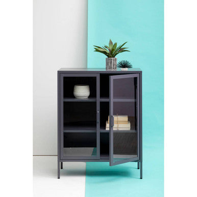 Acier Two Door Grey Metal Cabinet