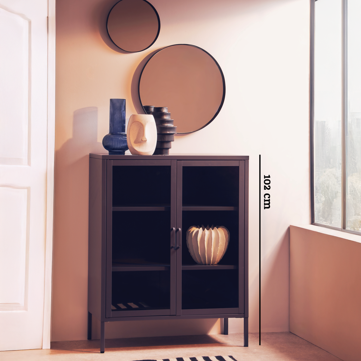 Acier Two Door Grey Metal Cabinet