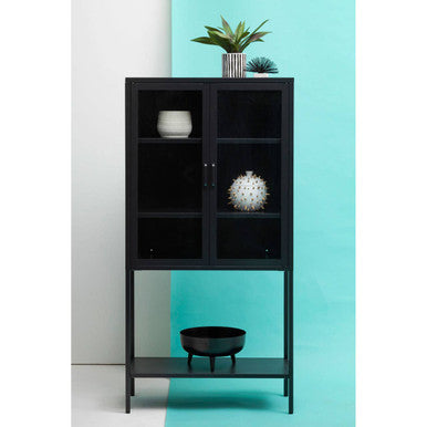 Acier Two Door Black Metal Cabinet