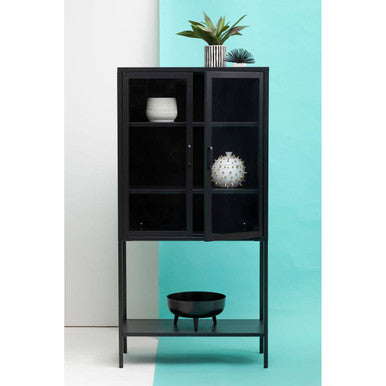 Acier Two Door Black Metal Cabinet
