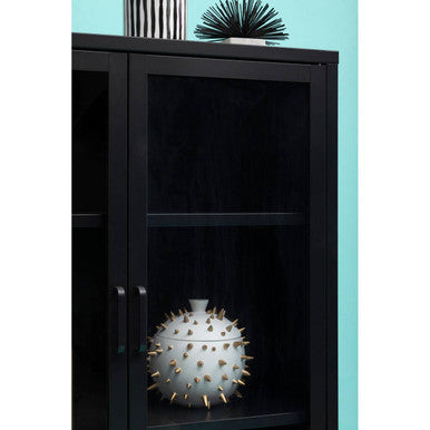 Acier Two Door Black Metal Cabinet