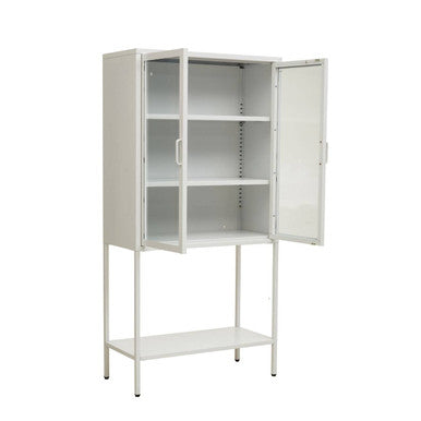 Acier Two Door White Metal Cabinet
