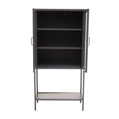 Acier Two Door Grey Metal Cabinet With Glass Doors - Image 5