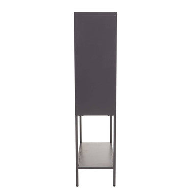 Acier Two Door Grey Metal Cabinet With Glass Doors