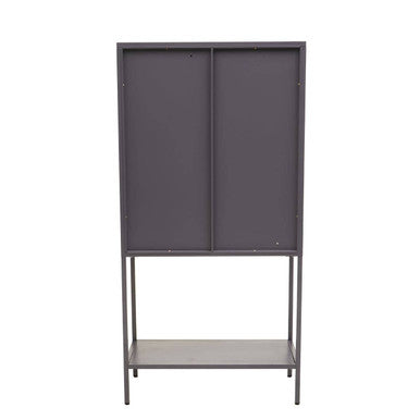 Acier Two Door Grey Metal Cabinet With Glass Doors - Image 2