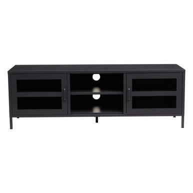 Acier Two Door Black Metal Media Unit