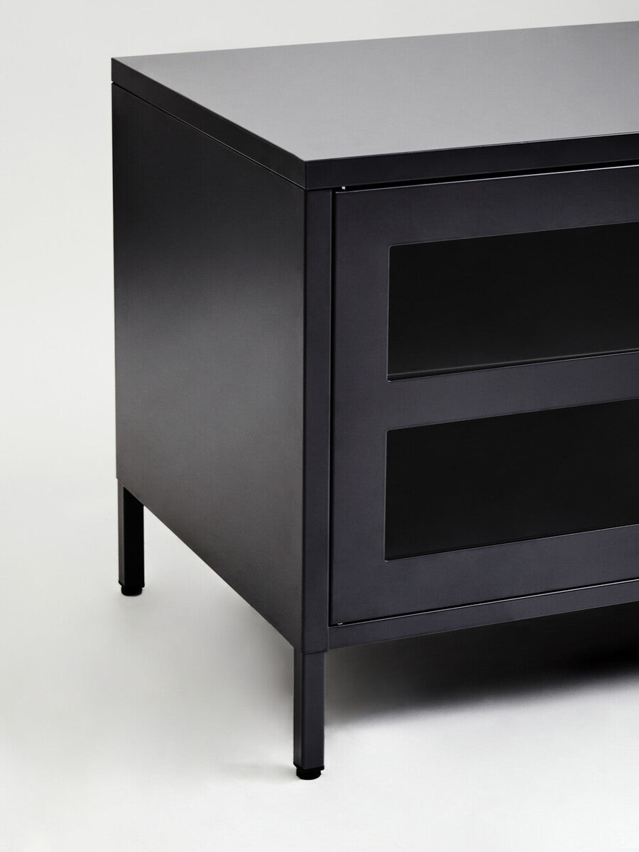 Acier Two Door Black Metal Media Unit