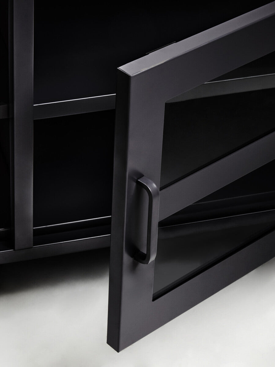 Acier Two Door Black Metal Media Unit