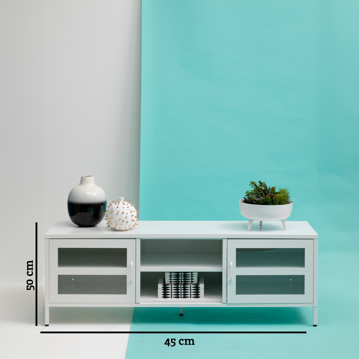Acier Two Door White Metal Media Unit