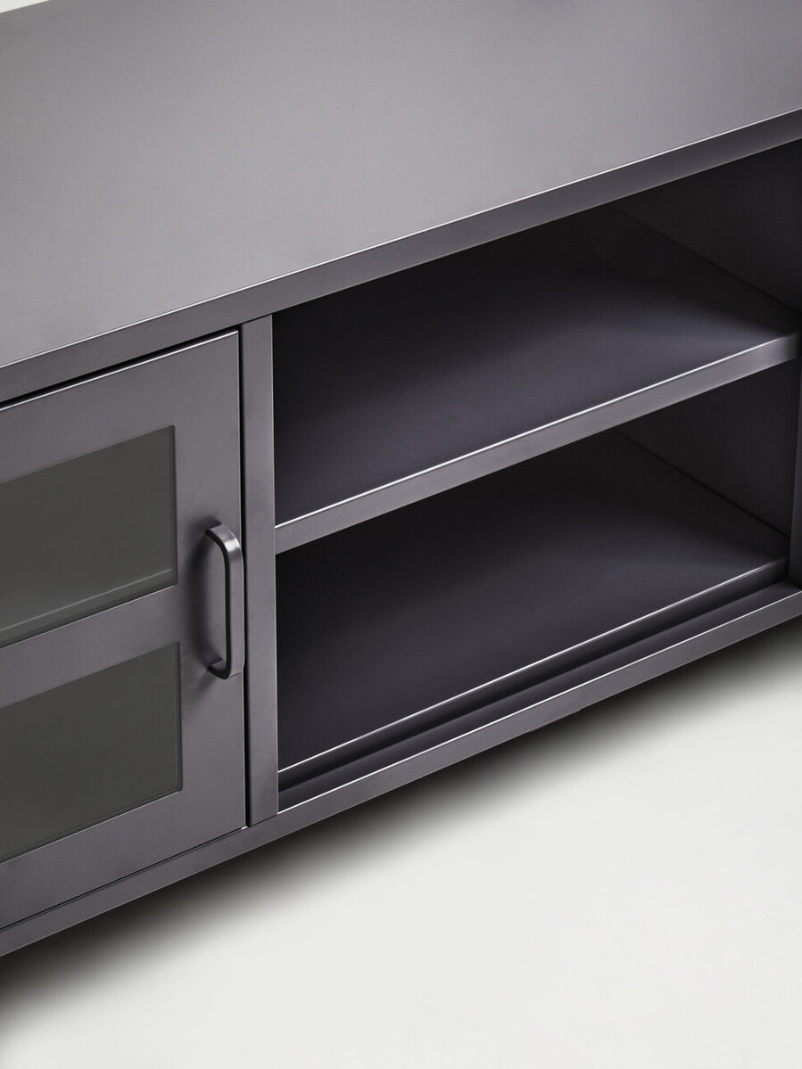 Acier Two Door Grey Metal Media Unit