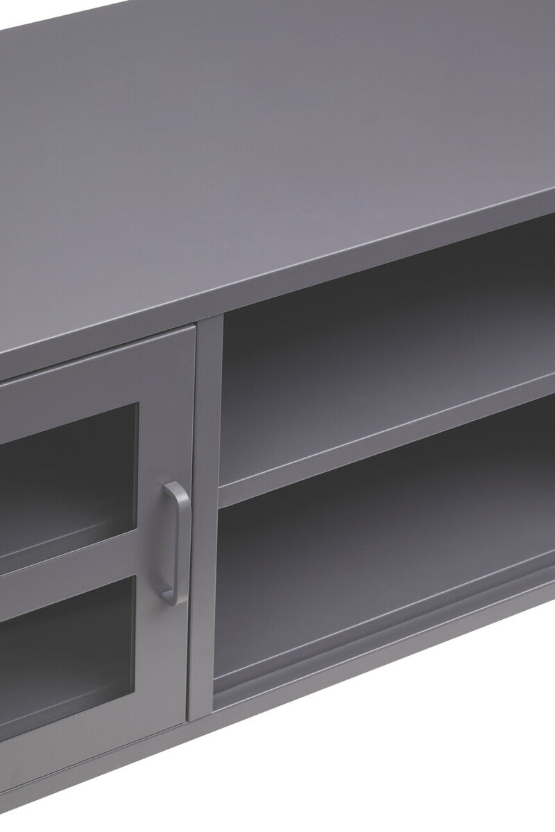 Acier Two Door Grey Metal Media Unit