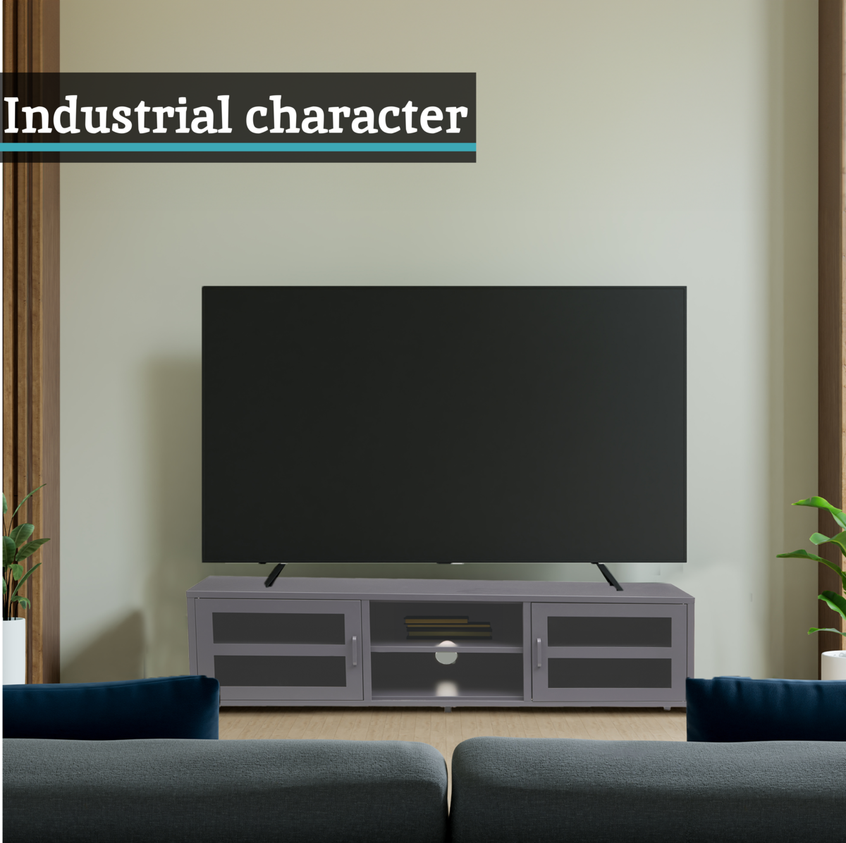 Acier Two Door Grey Metal Media Unit