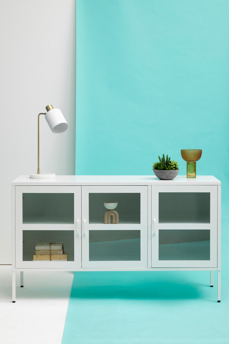 Acier Three Door White Metal Sideboard - Image 3