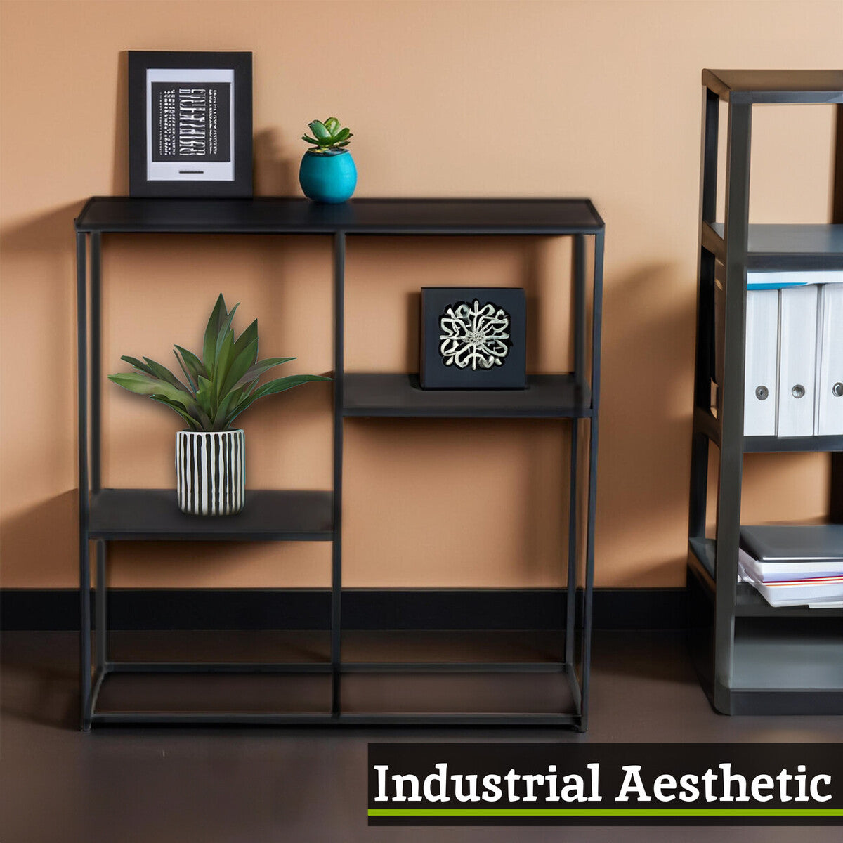 Acero Grey Metal Three Tier Shelf Unit