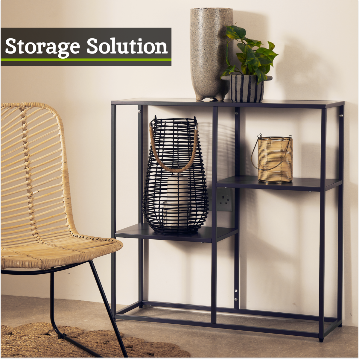 Acero Grey Metal Three Tier Shelf Unit