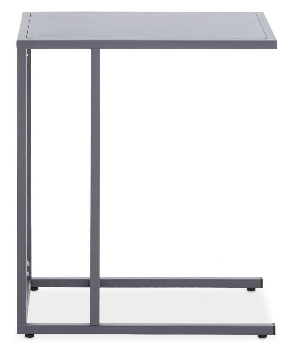Grey Powder Coated Metal Side Table with C-Shaped Design, Acero