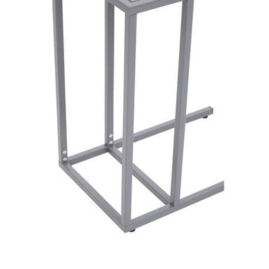 Grey Powder Coated Metal Side Table with C-Shaped Design, Acero